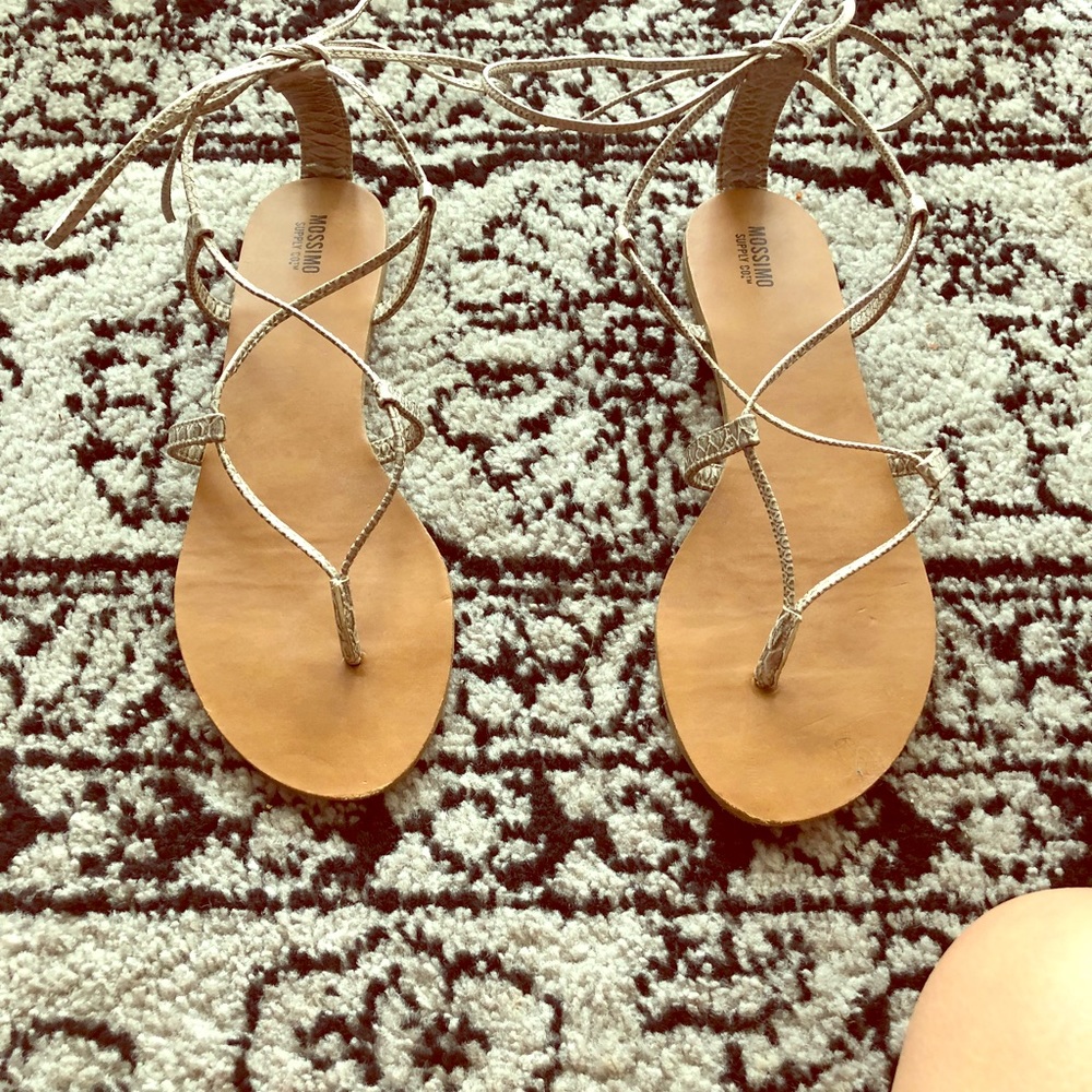 Snake print lace up sandals